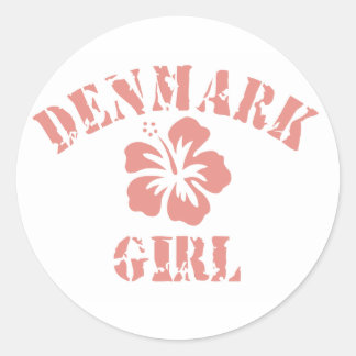 Denmark Pink Girl Classic Round Sticker