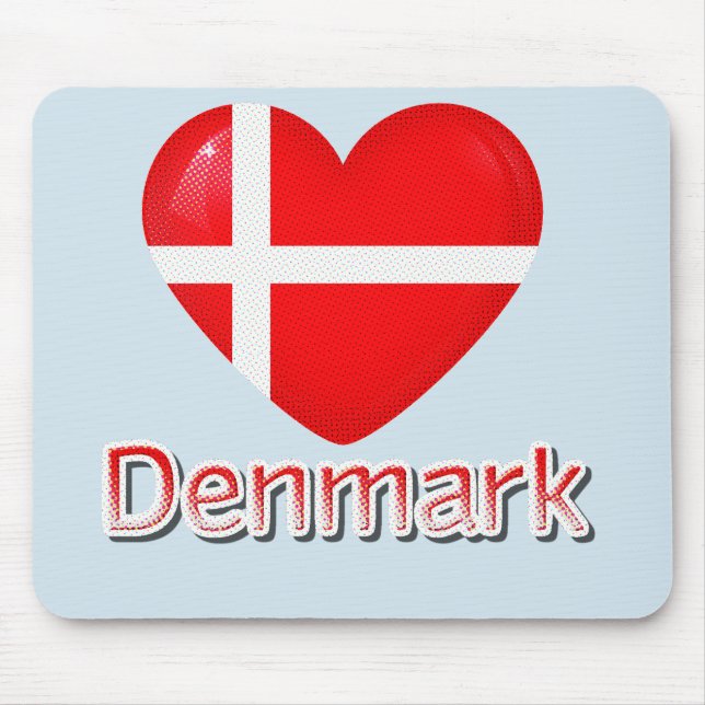 Denmark Pop Art Heart Flag Mouse Pad (Front)