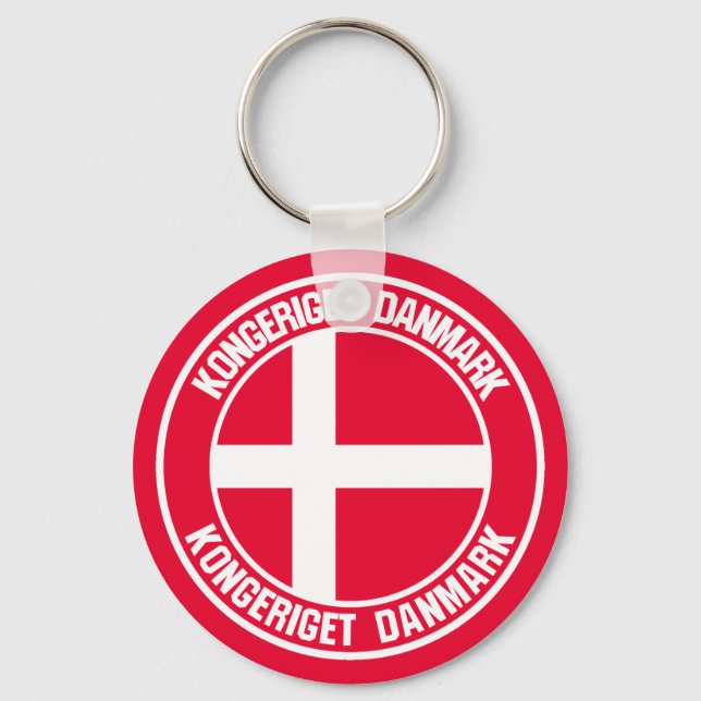 Denmark Round Emblem Key Ring (Front)