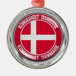 Denmark Round Emblem Metal Ornament