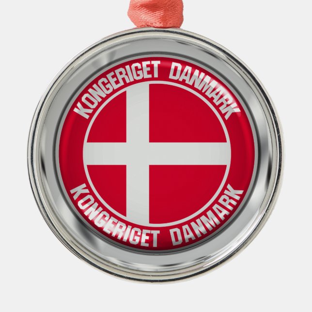 Denmark Round Emblem Metal Ornament (Front)