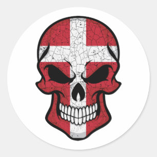 Denmark Smiling Skull Flag Classic Round Sticker