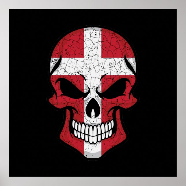 Denmark Smiling Skull Flag Poster (Front)