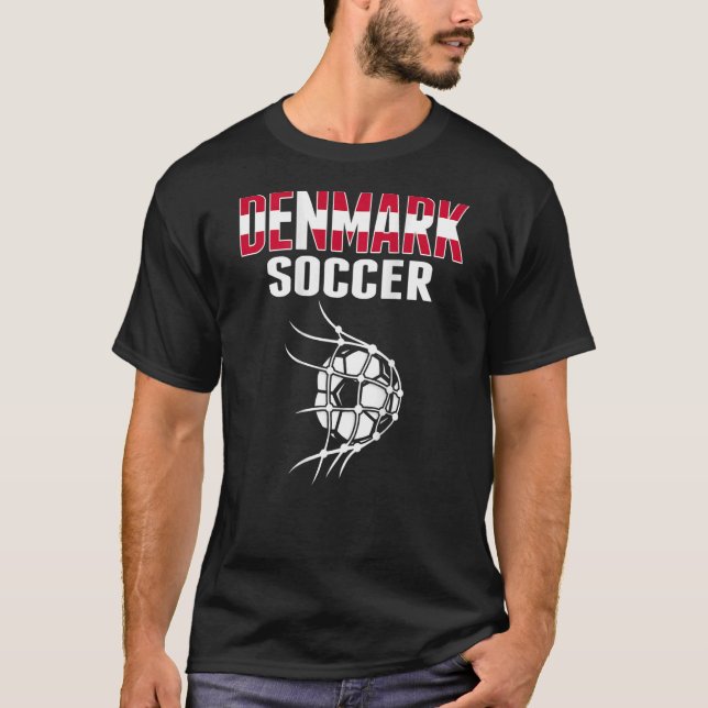 Denmark Soccer Ball In Net Goal   Danish Football  T-Shirt (Front)