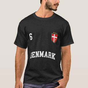 Denmark Soccer Hoodie No 6 Danish Flag Team Danmar T-Shirt