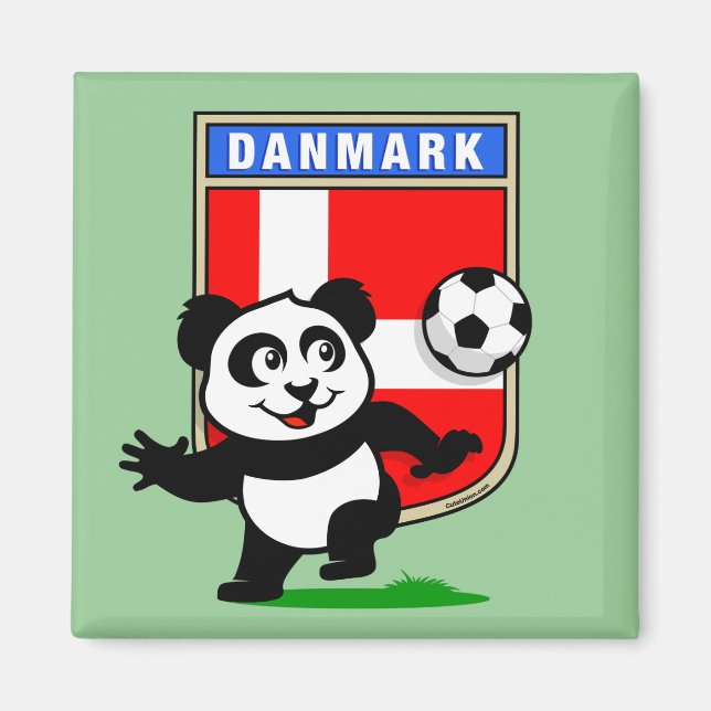 Denmark Soccer Panda Magnet (Front)