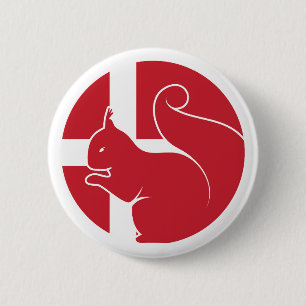 Denmark Squirrel Danish National Animal Flag 6 Cm Round Badge