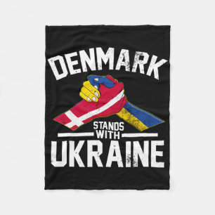 Denmark Stands With Ukraine Ukrainian Danish Flag Fleece Blanket