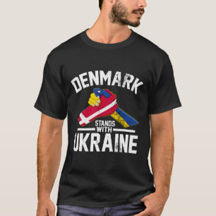 Denmark Stands With Ukraine Ukrainian Danish Flag T-Shirt