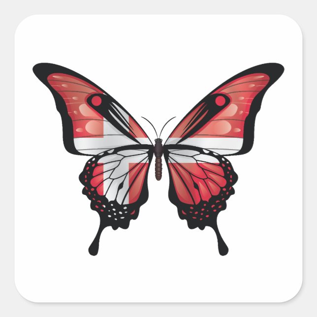 Denmark Swallowtail Butterfly Flag Sticker (Front)