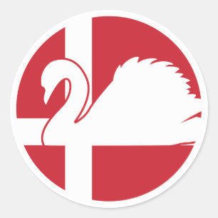 Denmark Swan Danish National Animal Flag Classic Round Sticker