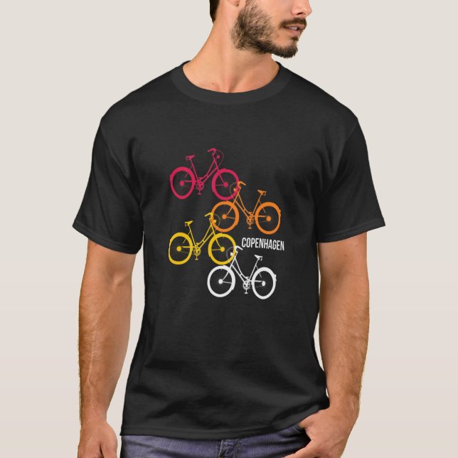 Denmark Travel Copenhagen Bike Souvenir T-Shirt (Front)