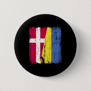 Denmark Ukraine Half Flag Danish Ukrainian Heritag 6 Cm Round Badge