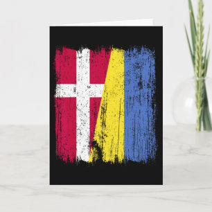 Denmark Ukraine Half Flag Danish Ukrainian Heritag Card