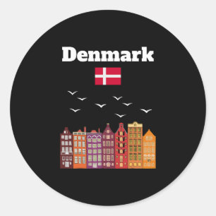 Denmark Vacation Lover Travel Souvenir Danish Flag Classic Round Sticker