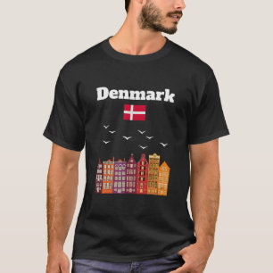 Denmark Vacation Lover Travel Souvenir Danish Flag T-Shirt