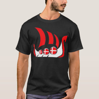 Denmark Viking Ship Danish Flag Dragon Boat  T-Shirt