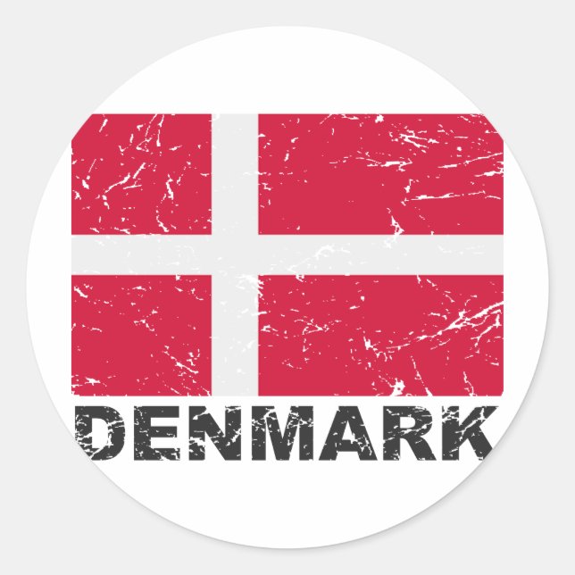 Denmark Vintage Flag Classic Round Sticker (Front)