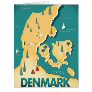 Denmark Vintage style map travel poster