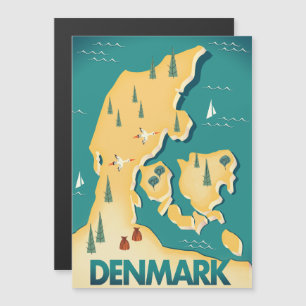 Denmark Vintage style map travel poster