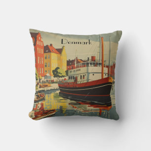 Denmark Vintage Travel Poster Cushion