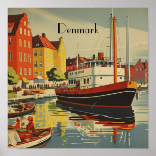 Denmark Vintage Travel Poster customisable