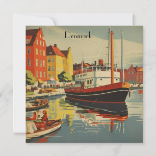 Denmark Vintage Travel Poster customisable Holiday Card
