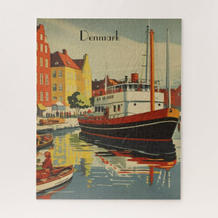 Denmark Vintage Travel Poster customisable Jigsaw Puzzle