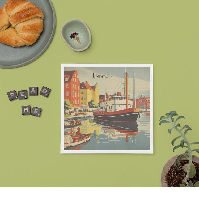 Denmark Vintage Travel Poster customisable Napkin (Creator Uploaded)