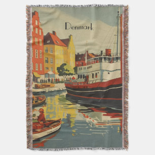 Denmark Vintage Travel Poster customisable Throw Blanket