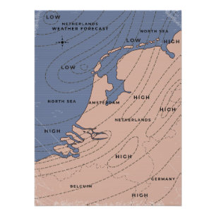 Denmark Vintage Weather forecast Poster