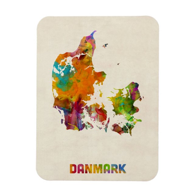 Denmark Watercolor Map Magnet (Vertical)
