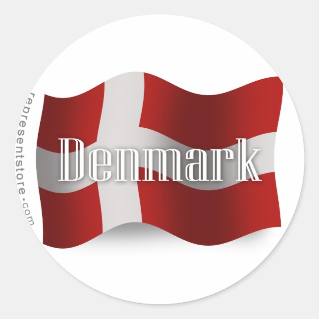 Denmark Waving Flag Classic Round Sticker (Front)