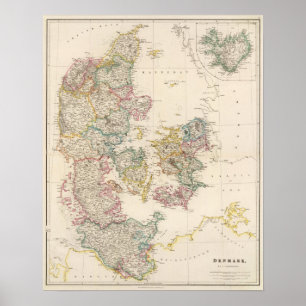 Denmark with inset map of Iceland Poster