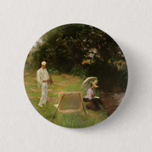 Dennis Miller Bunker Painting at Calcot by Sargent 6 Cm Round Badge