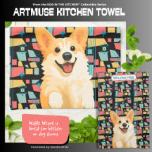 DENNY corgi - ArtMuse Kitchen Towels