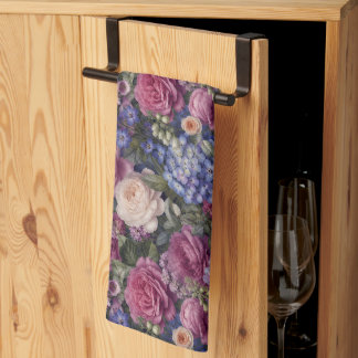 Dense English Garden Floral Arrangement Tea Towel