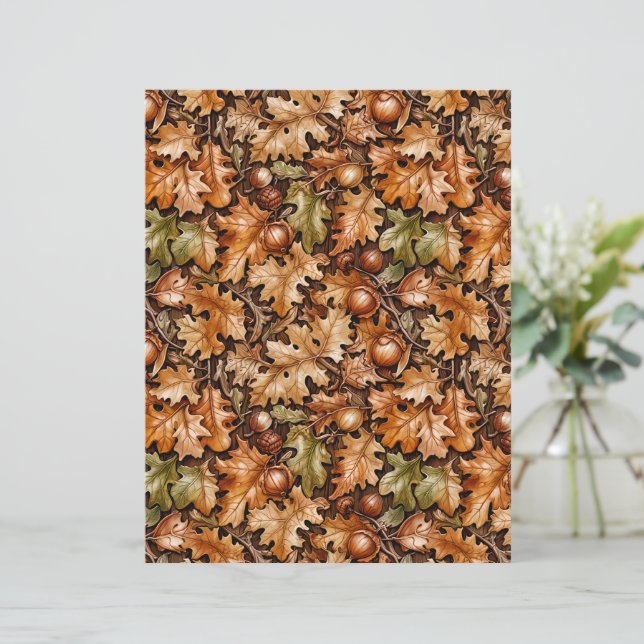 Dense Fall Foliage of Acorns and Oak Leaves Paper (Standing Front)