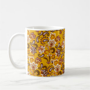 Dense floral ornamental hand draw fantasy flowers coffee mug