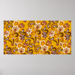 Dense floral ornamental hand draw fantasy flowers poster