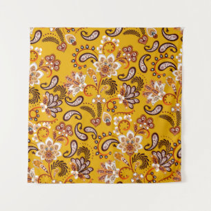 Dense floral ornamental hand draw fantasy flowers tapestry