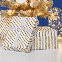 Dense Gold Glitter Pinstripe ,White Gold Luxury