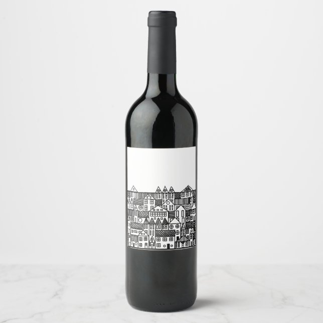 Densely populated streets of the old city. wine label (Front)
