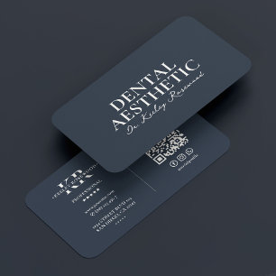 Dental Aesthetic Charcoal Blue Cosmetic Dentist Business Card