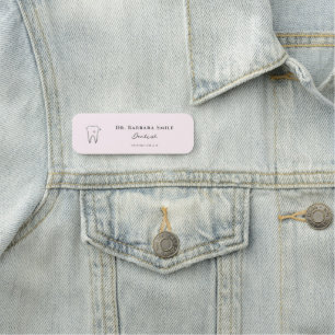 Dental Aesthetic Tooth Pink Soft Minimal Name Tag