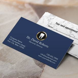 Dental Appointment Elegant Navy Blue Dentist Card