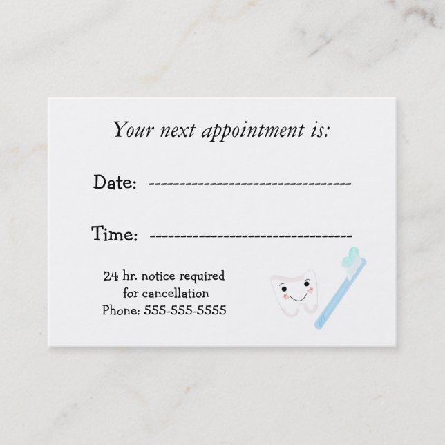 Dental Appointment Office Card (Front)