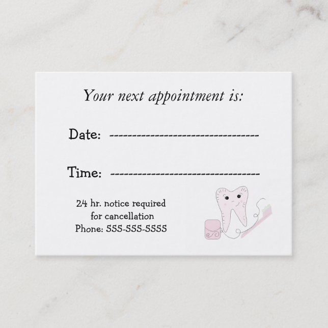 Dental Appointment Reminder Card (Front)