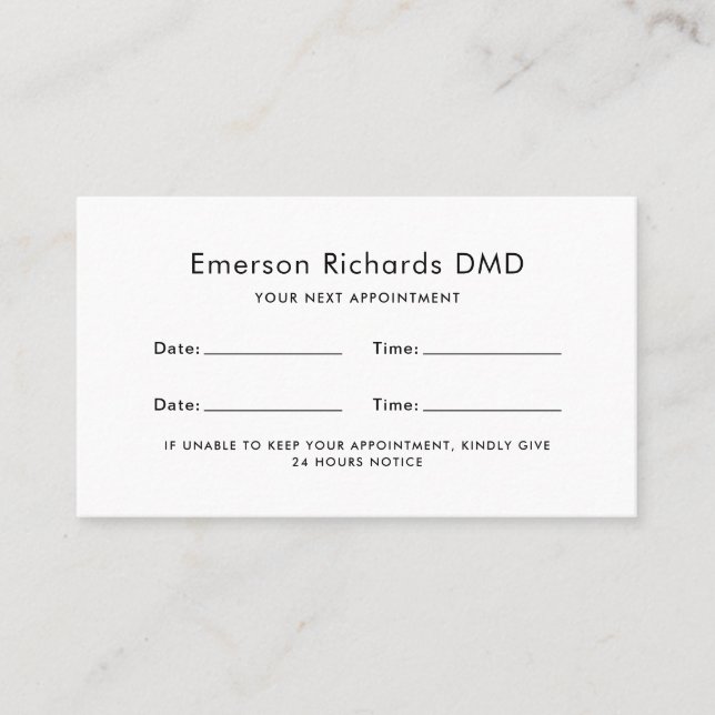 Dental appointment reminder cards - custom colour (Front)