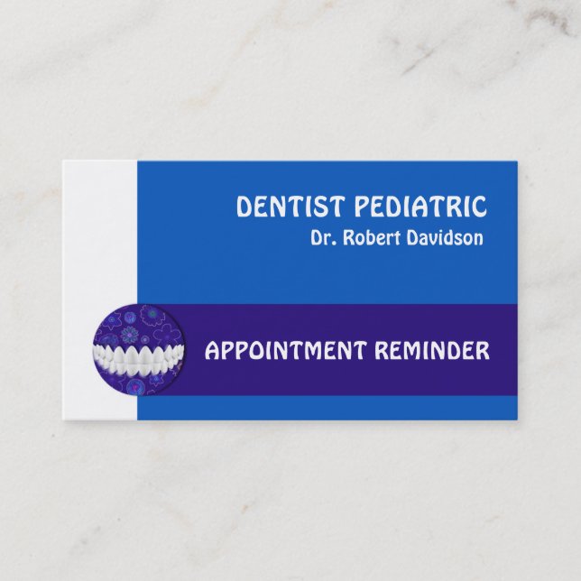 Dental Appointment Reminder Paediatrics Dentist Business Card (Front)
